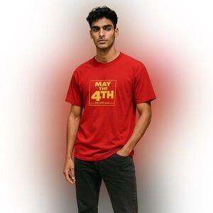 Delta Graphic Tee in Red and Yellow